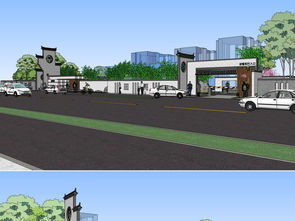 精品中式公園小區入口su模型設計圖下載 圖片17.41mb 建筑模型庫 su模型